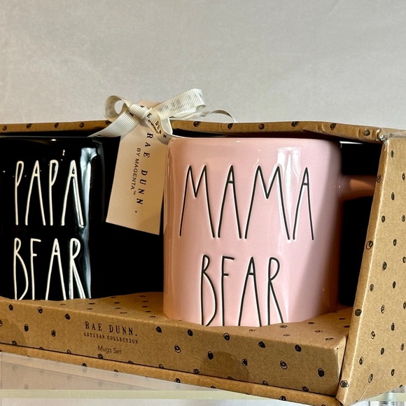 Rae Dunn Papa Bear Mama Bear mug set - Picture 4 of 5